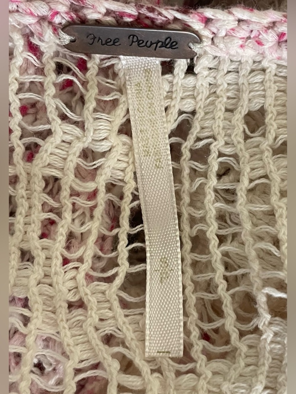 Free People Pink and White Long Sleeve Lace Back Top - Picture 5 of 6